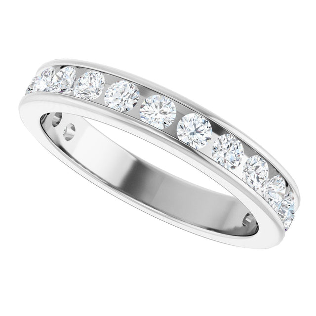 14K Gold Round Natural Diamond Channel-Set Anniversary Band – 2.25 mm Stones - White Gold - view 5