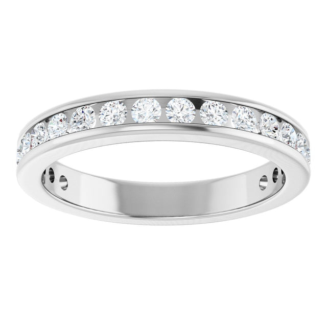 14K Gold Round Lab-Grown Diamond Channel-Set Anniversary Band – 1.7 mm Stones - White Gold - view 3