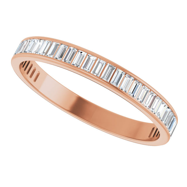 14K Gold Straight Baguette Natural Diamond Channel-Set Anniversary Band – 3x1.5 mm Stones (1 3/8–1 1/2 CTW) - Rose Gold - view 5