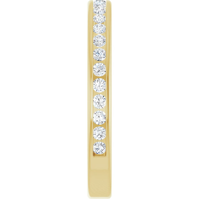 14K Gold Round Lab-Grown Diamond Channel-Set Anniversary Band – 1.5 mm Stones - Yellow Gold - view 4
