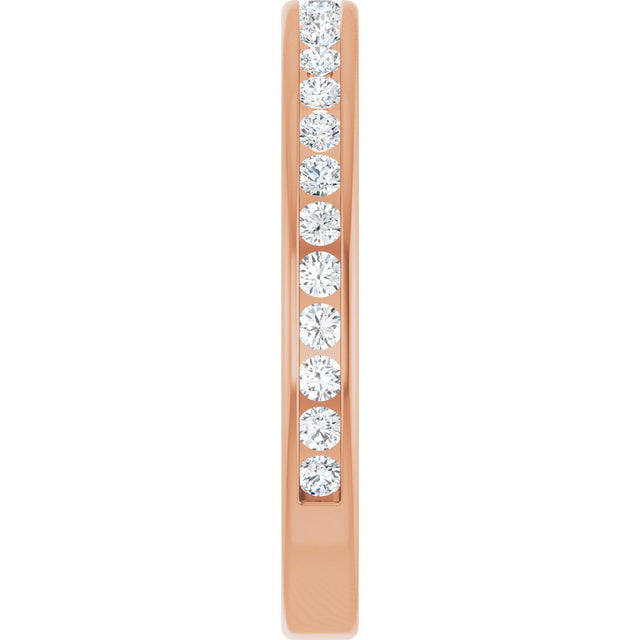 14K Gold Round Natural Diamond Channel-Set Anniversary Band – 1.5 mm Stones - Rose Gold - view 4