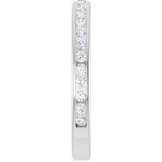 14K Gold Round Natural Diamond Channel-Set Anniversary Band – 1.5 mm Stones - White Gold - view 4