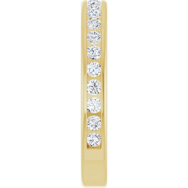 14K Gold Round Natural Diamond Channel-Set Anniversary Band – 1.5 mm Stones - Yellow Gold - view 4