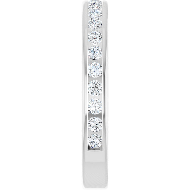 14K Gold Round Natural Diamond Channel-Set Anniversary Band – 1.5 mm Stones - White Gold - view 4