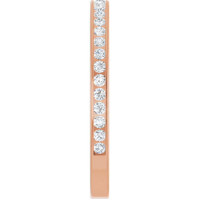 14K Gold Round Natural Diamond Channel-Set Anniversary Band – 2 mm Stones (7/8 CTW) - Rose Gold - view 4