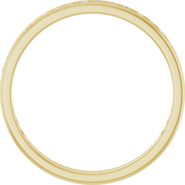 14K Gold Round Natural Diamond Channel-Set Anniversary Band – 1.5 mm Stones - Yellow Gold - view 2