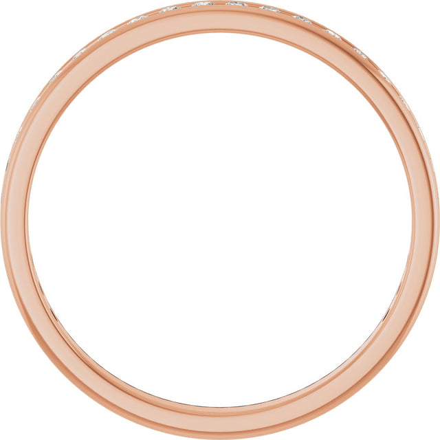 14K Gold Round Natural Diamond Channel-Set Anniversary Band – 1.5 mm Stones - Rose Gold - view 2