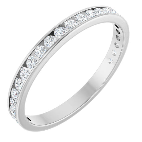14K Gold Round Lab-Grown Diamond Channel-Set Anniversary Band – 2.25 mm Stones (1 CTW) - White Gold