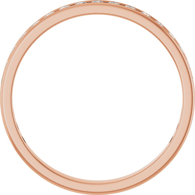 14K Gold Round Natural Diamond Channel-Set Anniversary Band – 2.25 mm Stones (1 CTW) - Rose Gold - view 2