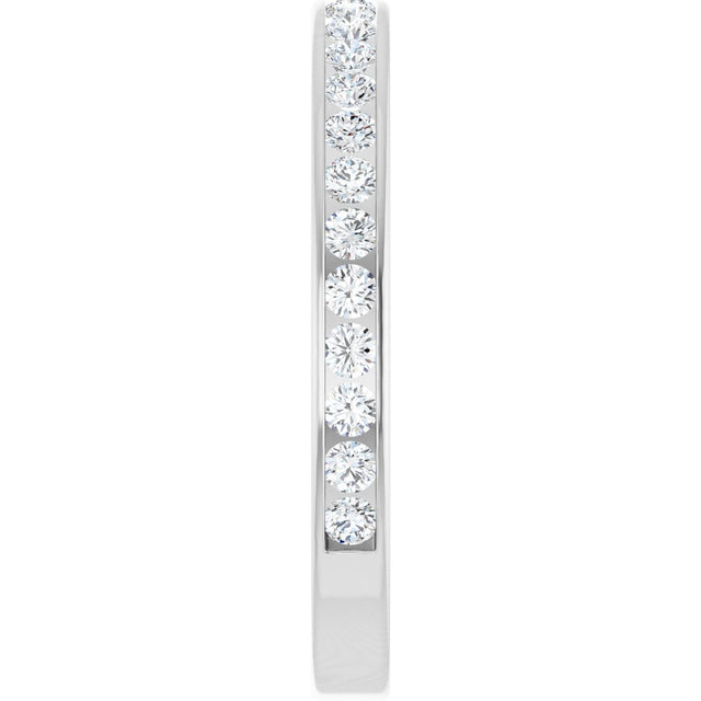 14K Gold Round Natural Diamond Channel-Set Anniversary Band – 2.25 mm Stones (1 CTW) - White Gold - view 4