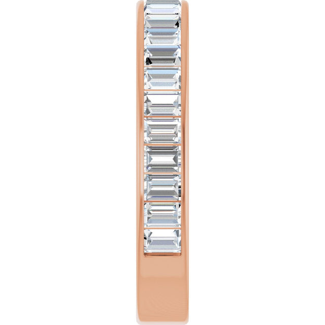 14K Gold Straight Baguette Lab-Grown Diamond Channel-Set Anniversary Band – 3x2 mm Stones - Rose Gold - view 4