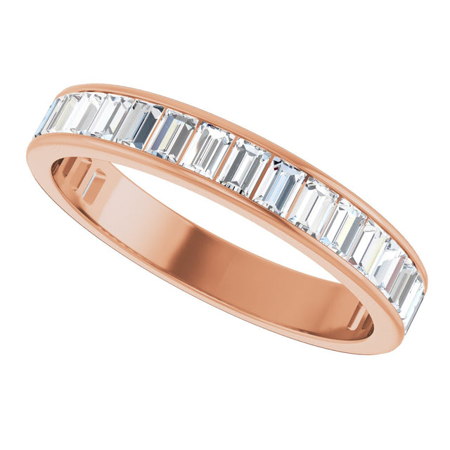 14K Gold Straight Baguette Lab-Grown Diamond Channel-Set Anniversary Band – 3x2 mm Stones - Rose Gold - view 5