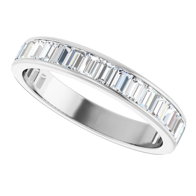 14K Gold Straight Baguette Lab-Grown Diamond Channel-Set Anniversary Band – 3x2 mm Stones - White Gold - view 5