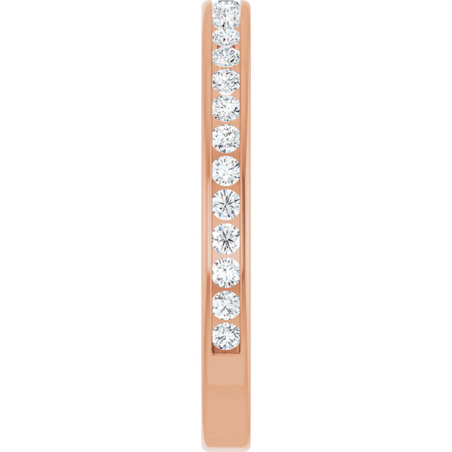 14K Gold Round Lab-Grown Diamond Channel-Set Anniversary Band – 1.7 mm Stones - Rose Gold - view 4