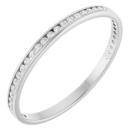 14K Gold Round Lab-Grown Diamond Channel-Set Anniversary Band – 1.5 mm Stones (1/2 CTW) - White Gold