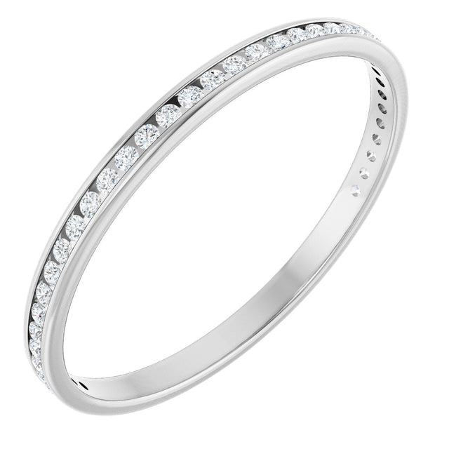 14K Gold Round Natural Diamond Channel-Set Anniversary Band – 1.5 mm Stones (1/2 CTW) - White Gold