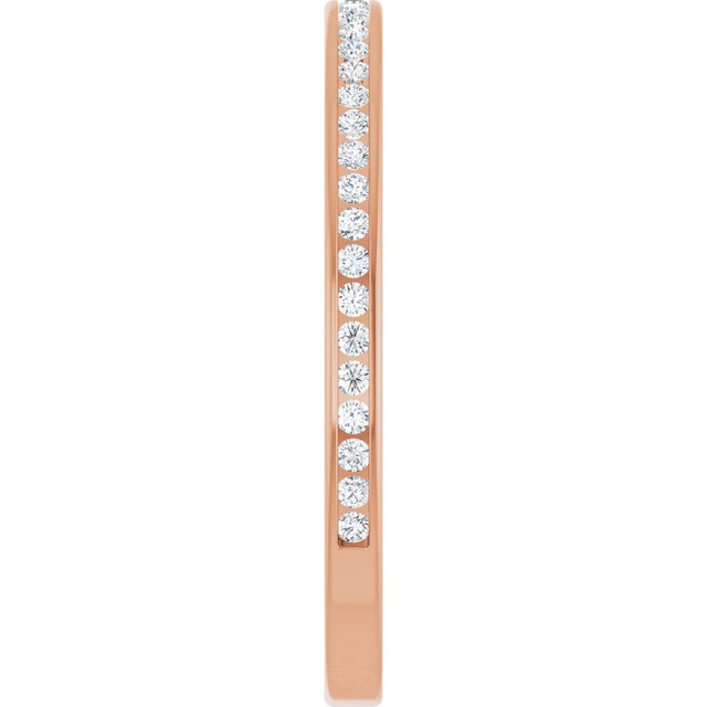 14K Gold Round Lab-Grown Diamond Channel-Set Anniversary Band – 1.5 mm Stones (1/2 CTW) - Rose Gold - view 4