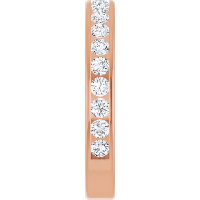14K Gold Round Natural Diamond Channel-Set Anniversary Band – 2 mm Stones - Rose Gold - view 4