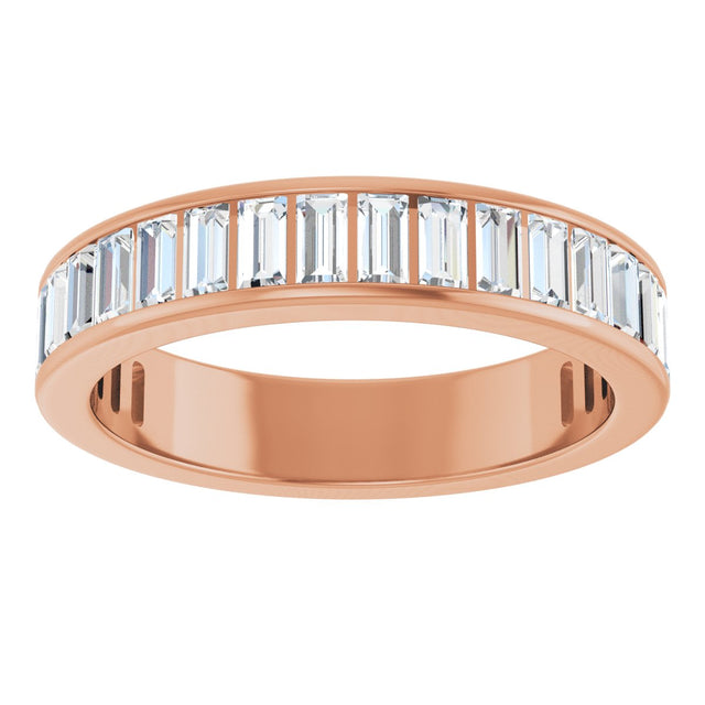 14K Gold Straight Baguette Lab-Grown Diamond Channel-Set Anniversary Band – 3x1.5 mm Stones - Rose Gold - view 3