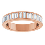 14K Gold Straight Baguette Natural Diamond Channel-Set Anniversary Band – 3x1.5 mm Stones - Rose Gold - view 3