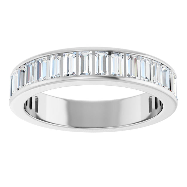 14K Gold Straight Baguette Lab-Grown Diamond Channel-Set Anniversary Band – 3x1.5 mm Stones - White Gold - view 3