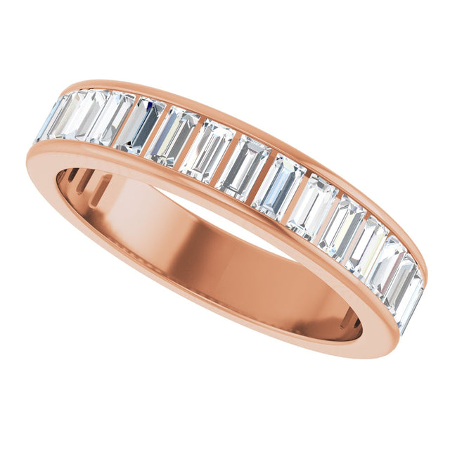 14K Gold Straight Baguette Natural Diamond Channel-Set Anniversary Band – 3x1.5 mm Stones - Rose Gold - view 5