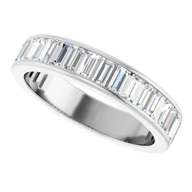 14K Gold Straight Baguette Natural Diamond Channel-Set Anniversary Band – 3x1.5 mm Stones - White Gold - view 5