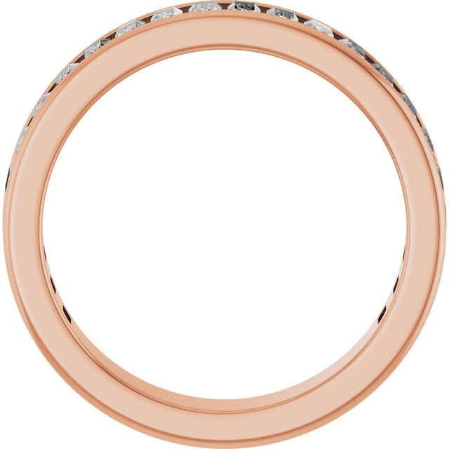 14K Gold Straight Baguette Natural Diamond Channel-Set Anniversary Band – 3x1.5 mm Stones - Rose Gold - view 2