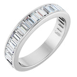 14K Gold Straight Baguette Natural Diamond Channel-Set Anniversary Band – 3x1.5 mm Stones - White Gold