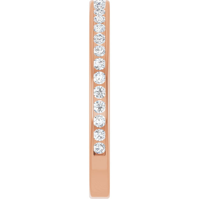 14K Gold Round Natural Diamond Channel-Set Anniversary Band – 1.7 mm Stones - Rose Gold - view 4