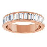 14K Gold Straight Baguette Lab-Grown Diamond Channel-Set Anniversary Band – 3x2 mm Stones - Rose Gold - view 3