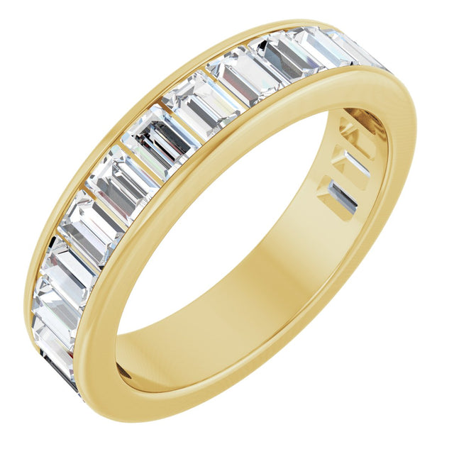 14K Gold Straight Baguette Natural Diamond Channel-Set Anniversary Band – 3x2 mm Stones - Yellow Gold