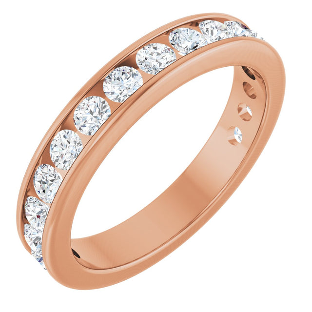 14K Gold Round Lab-Grown Diamond Channel-Set Anniversary Band – 2.25 mm Stones - Rose Gold