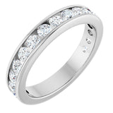 14K Gold Round Natural Diamond Channel-Set Anniversary Band – 2.25 mm Stones - White Gold