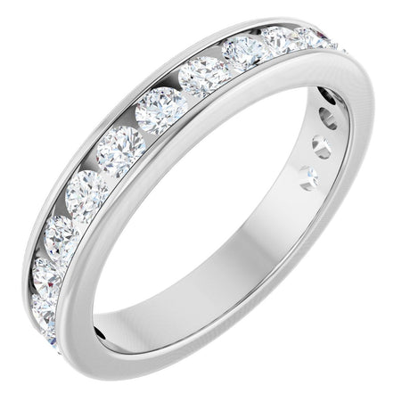 14K Gold Round Lab-Grown Diamond Channel-Set Anniversary Band – 2.25 mm Stones - White Gold
