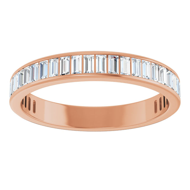 14K Gold Straight Baguette Natural Diamond Channel-Set Anniversary Band – 3x1.5 mm Stones - Rose Gold - view 3