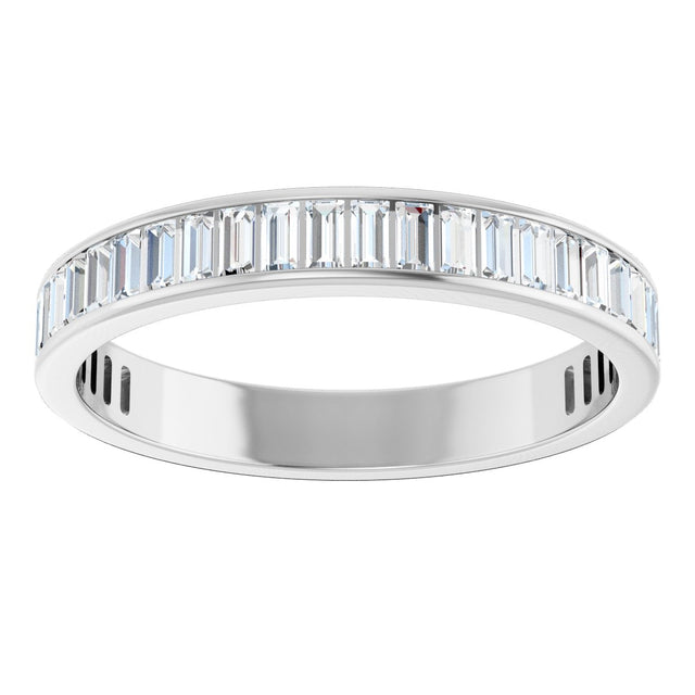 14K Gold Straight Baguette Natural Diamond Channel-Set Anniversary Band – 3x1.5 mm Stones - White Gold - view 3