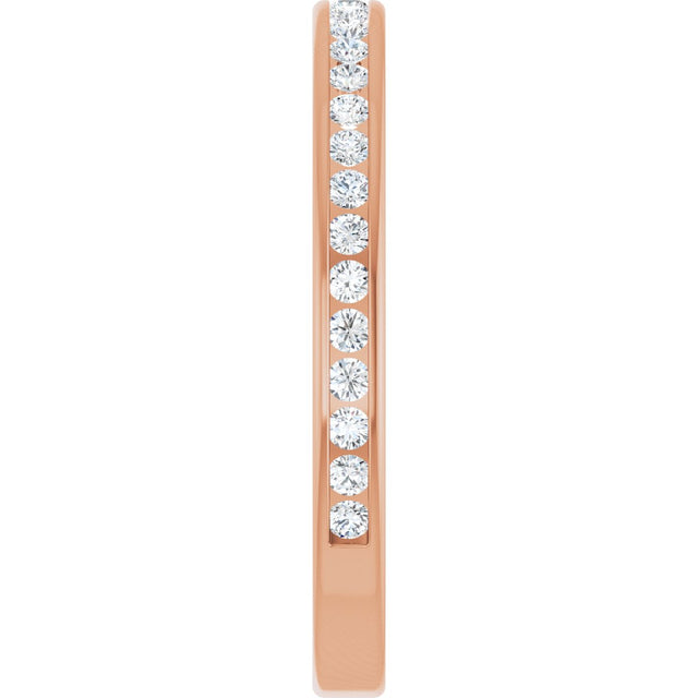 14K Gold Round Lab-Grown Diamond Channel-Set Anniversary Band – 1.5 mm Stones (1/2 CTW) - Rose Gold - view 4