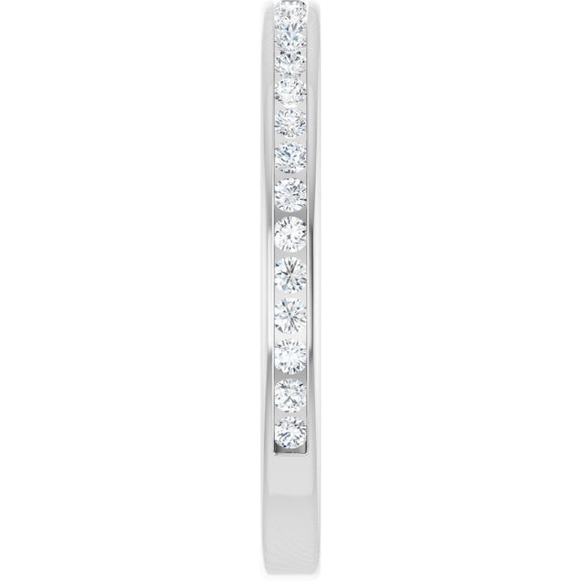 14K Gold Round Natural Diamond Channel-Set Anniversary Band – 1.5 mm Stones (1/2 CTW) - White Gold - view 4