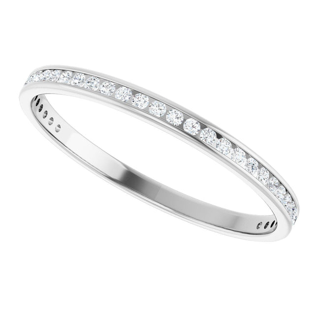 14K Gold Round Lab-Grown Diamond Channel-Set Anniversary Band – 1.5 mm Stones (1/2 CTW) - White Gold - view 5
