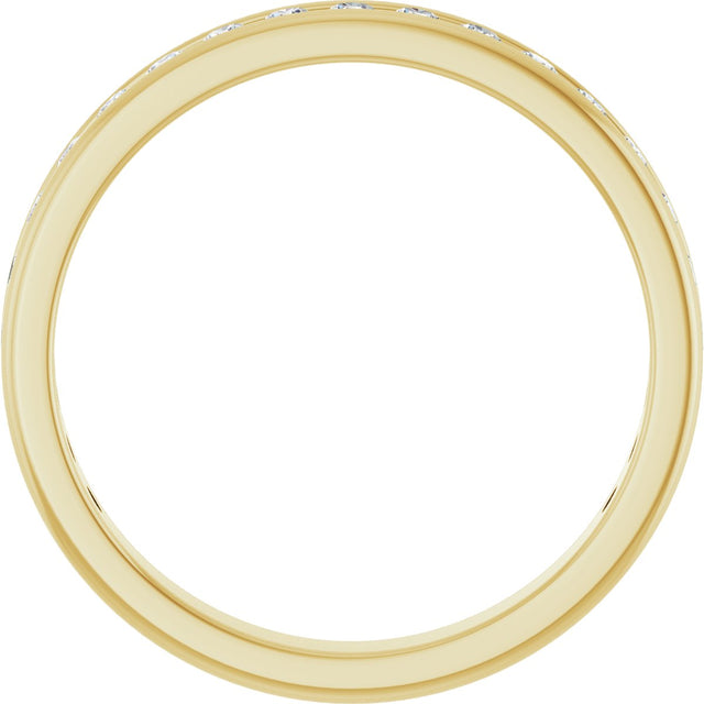 14K Gold Round Natural Diamond Channel-Set Anniversary Band – 1.5 mm Stones - Yellow Gold - view 2