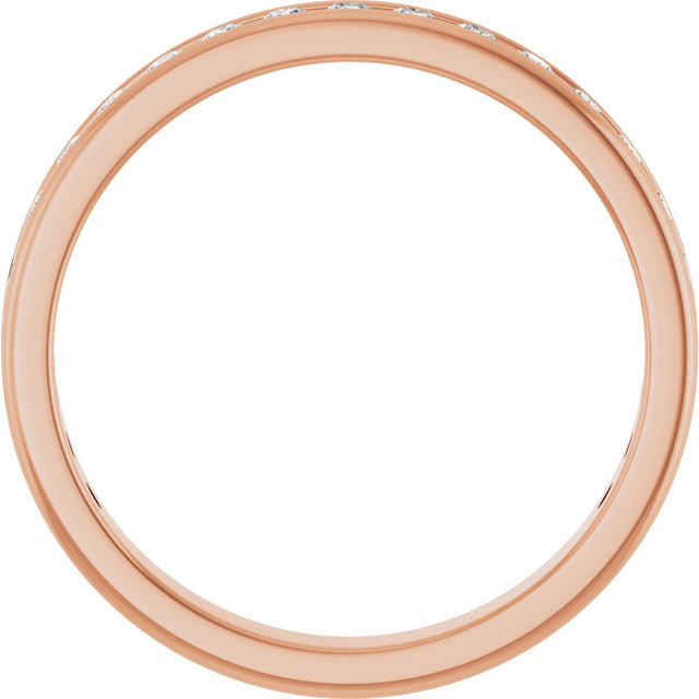 14K Gold Round Natural Diamond Channel-Set Anniversary Band – 1.5 mm Stones - Rose Gold - view 2