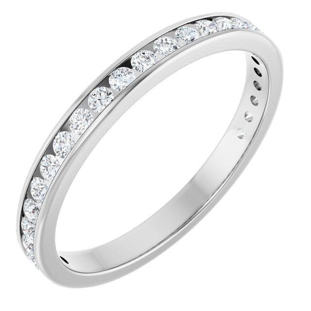 14K Gold Round Lab-Grown Diamond Channel-Set Anniversary Band – 2 mm Stones - White Gold