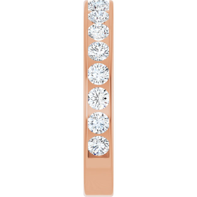 14K Gold Round Lab-Grown Diamond Channel-Set Anniversary Band – 3 mm Stones - Rose Gold - view 4