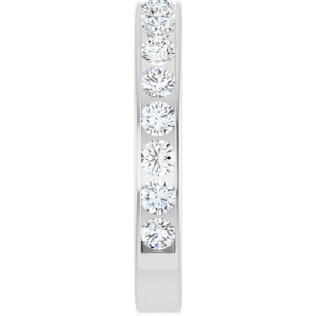 14K Gold Round Natural Diamond Channel-Set Anniversary Band – 3 mm Stones - White Gold - view 4