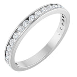 14K Gold Round Natural Diamond Channel-Set Anniversary Band – 2 mm Stones - White Gold