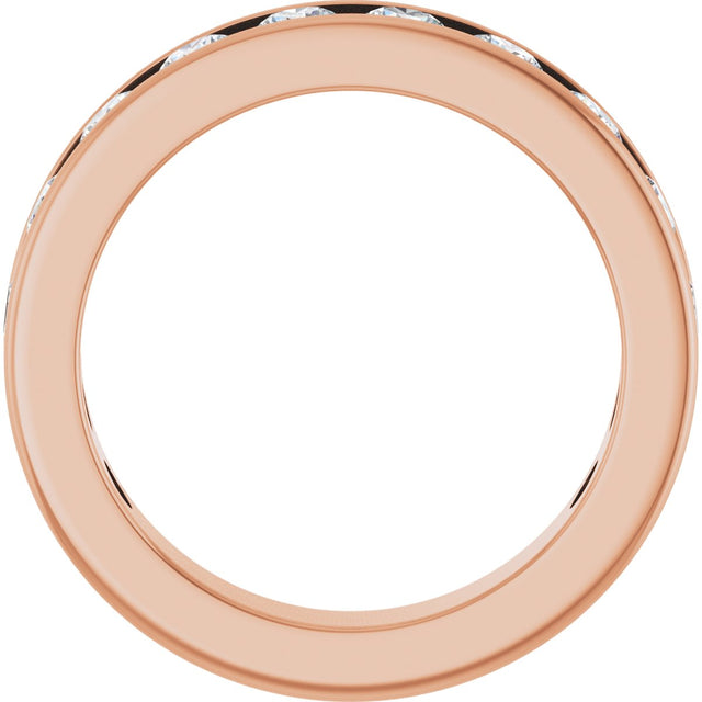14K Gold Round Lab-Grown Diamond Channel-Set Anniversary Band – 3 mm Stones - Rose Gold - view 2