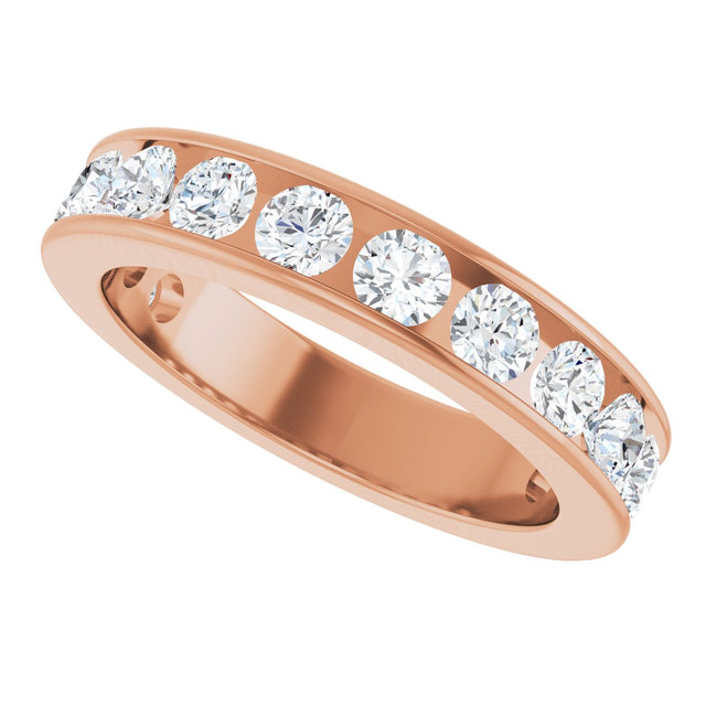14K Gold Round Lab-Grown Diamond Channel-Set Anniversary Band – 3 mm Stones - Rose Gold - view 5