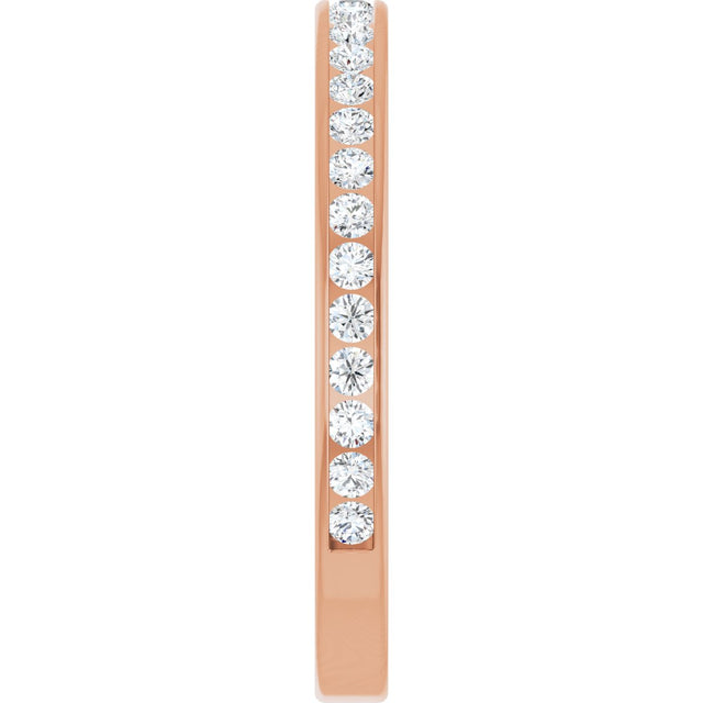 14K Gold Round Natural Diamond Channel-Set Anniversary Band – 2 mm Stones - Rose Gold - view 4