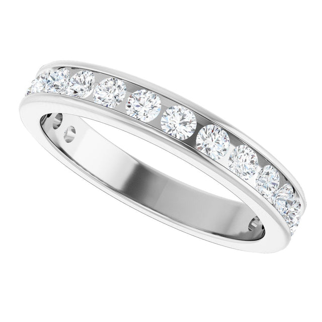 14K Gold Round Lab-Grown Diamond Channel-Set Anniversary Band – 2.25 mm Stones - White Gold - view 5